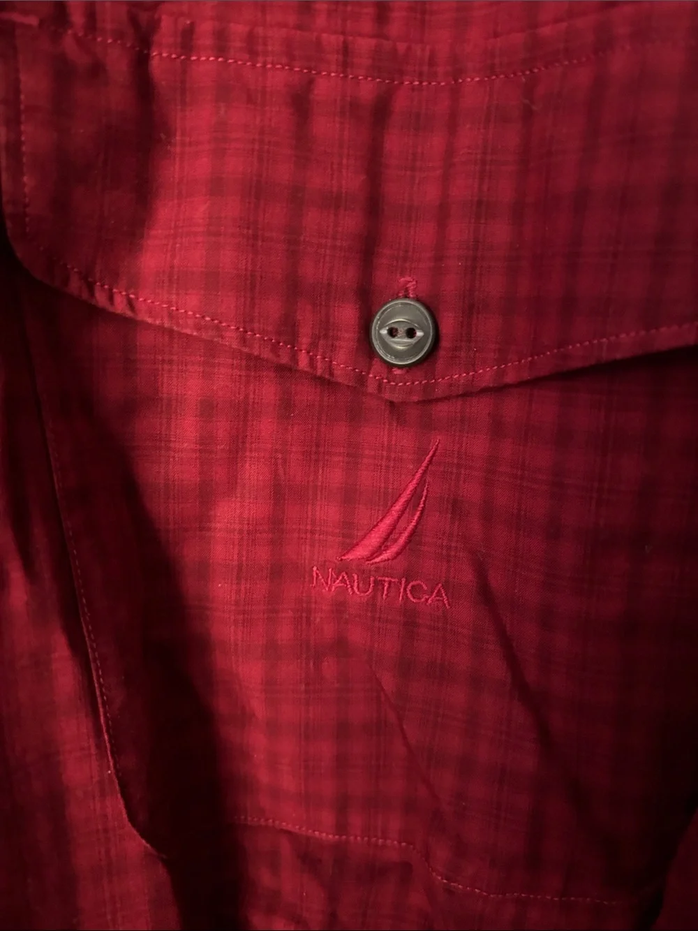 Nautica Men's Red Plaid Button-Down Shirt